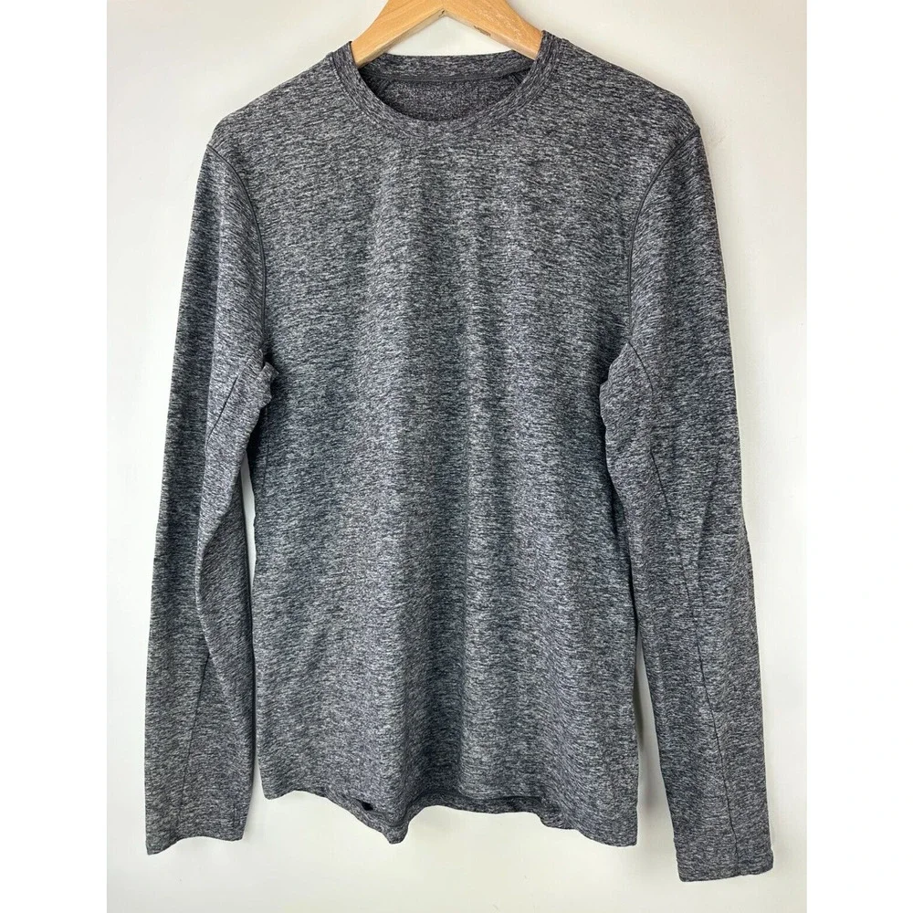 Lululemon Surge Warm Long Sleeve Heathered Melanite Gray Men's Size Medium - Picture 2 of 12